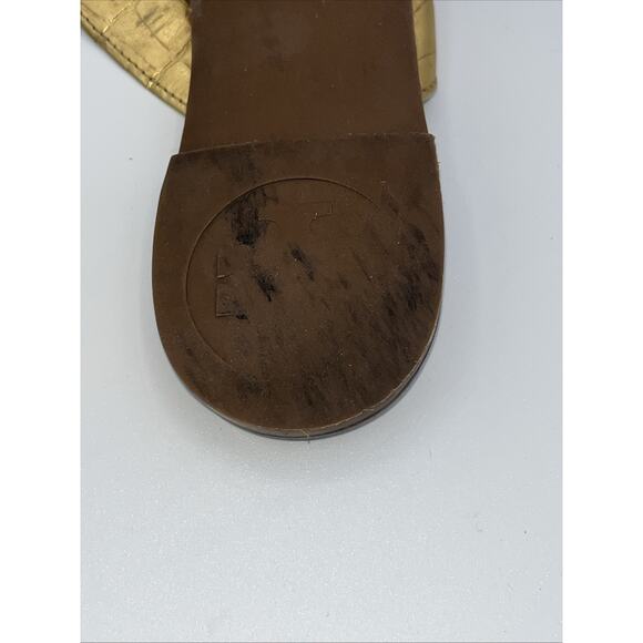 Tory Burch Thora Flip Flop Sandals Gold Leather with Gold Logo Women Size 8 - Picture 7 of 8